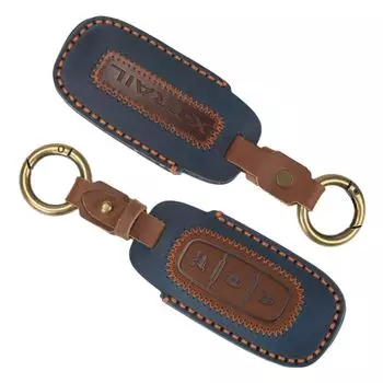 XIKER Nissan T33 Series Эксклюзивный кожаный смарт-ключ с мягкой отделкой для 3 ключей предотвращает попадание грязи, а пульт дистанционного управления автомобилем поставляется с ключом, предотвращая падение X-Trail синий