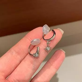 Xinghe Asymmetric Women s Fancy Ear Studs Asymmetric ear clip 1 pair