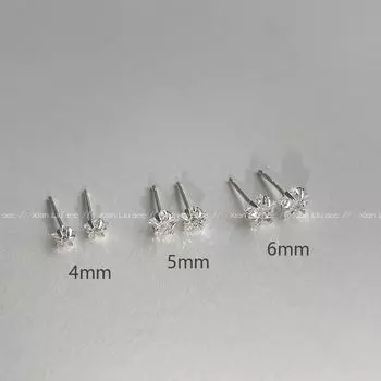 XINGX Female Hot-Selling Earrings Fancy Fine Sterling Silver Needle 4mm-Silver Needle