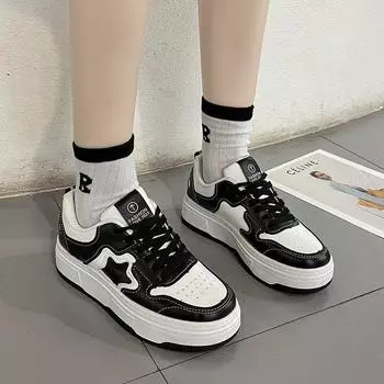 XINGX кожаные белые туфли, новые универсальные женские повседневные кроссовки в корейском стиле, распущенные кроссовки на толстой подошве 35