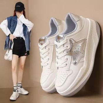 XINGX/туфли на платформе из мягкой кожи, женские осенне-зимние новые женские туфли с низким берцем и шнуровкой из металлического листа в корейском стиле 35