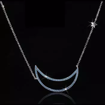 Xingyue Blue Tropical Inlay Necklace Zircon Inlay Simple Moon Womens Decoration