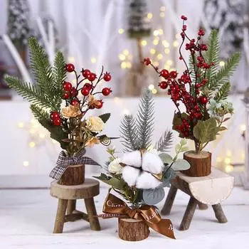 Xinlhanlh праздник поддельные ветки дерева ягоды цветок Рождественская витрина орнамент настольный декор D