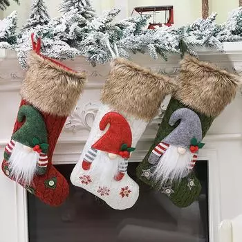 Xinlhanlh Рождественский гном чулок Подарки Сумка для хранения конфет Рождественская елка Подвесной орнамент зелёный