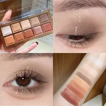 Xinnay 10-цветная матовая/перламутровая палитра теней для век цвета земли водостойкая и устойчивая к поту студенческая женская косметика