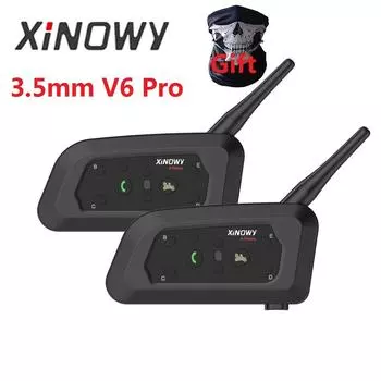 XINOWY V6 PRO Bluetooth мотоциклетный шлем гарнитура 1200M 3.5 мм переговорное устройство коммуникатор для 6 мотоциклистов музыкальный проигрыватель 2PCS V6 Pro