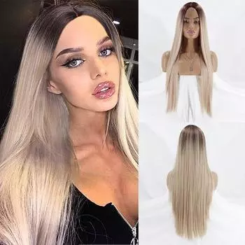 XINRAN блондинка длинные прямые волосы средняя часть парик косплей натуральное синтетическое термостойкое волокно винно-красный черный розовый женский повседневный поддельный 30inches