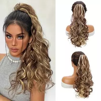 XINRAN Claw Ponytails Синтетические длинные волнистые хвостики для наращивания волос, хвостики на завязках для женщин, термостойкие искусственные волосы 45cm