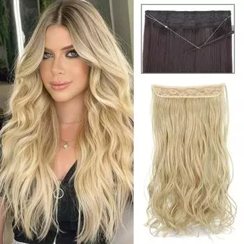 XINRAN Длинные волнистые волосы синтетические невидимые накладные волосы натуральные скрытые секретные накладные волосы для женщин ежедневное использование 55cm