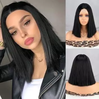 XINRAN короткий черный парик для косплея для женщин прямой парик из синтетического волокна натуральный парик 30cm