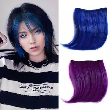 XINRAN красочные синтетические волосы на заколках с челкой, наращивание волос, аксессуары для волос из температурного волокна для женщин 13cm