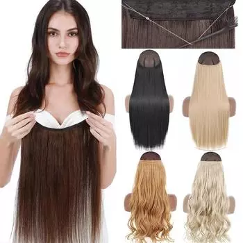 XINRAN Невидимая проволока без зажимов для наращивания волос без зажимов Рыбья леска Шиньоны Волнистые наращивания волос 001-1B