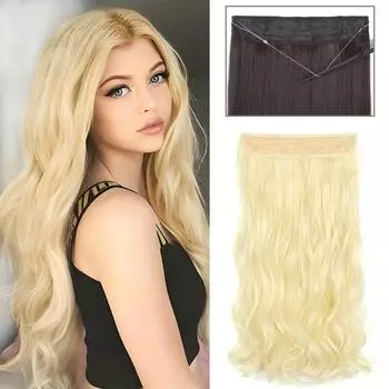 XINRAN невидимые проволочные волосы синтетические без зажима длинные волнистые накладные волосы натуральные скрытые секретные накладные волосы для женщин ежедневное использование 55cm