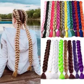 XINRAN Ombre Плетение Наращивание Волос Длинные Афро Джамбо Вязание крючком Косы Синее Выражение Синтетические Волосы