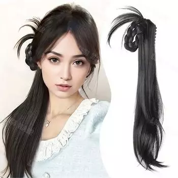 XINRAN парик с хвостиком в виде когтей, синтетический длинный волнистый с плетеным хвостом, аксессуары, парик для женщин, повседневная одежда 45cm