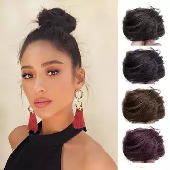 XINRAN синтетические 2-дюймовые пучки для волос для женщин, прямые волосы, резинка для волос с хвостиком, шиньоны с резинками, грязные булочки, кусок волос 6cm