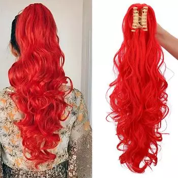 XINRAN синтетические длинные волнистые накладные волосы для хвостиков, накладные волосы для женщин 65cm