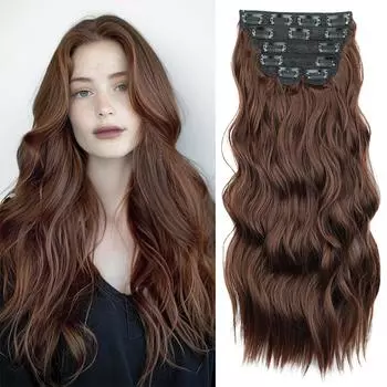 XINRAN Синтетические длинные волнистые накладные волосы на клипсах для наращивания волос на всю голову густые мягкие волосы для женщин на каждый день и для вечеринок 50cm