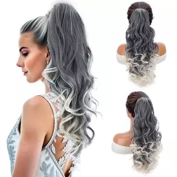 XINRAN синтетические накладные волосы на завязках, длинные, вьющиеся, волнистые, на клипсе, для женщин, на каждый день 45cm