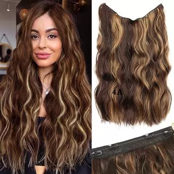 XINRAN Синтетические невидимые накладные волосы с регулируемыми 4 зажимами, мягкие прозрачные кружевные накладные волосы, длинные волнистые накладные волосы для женщин 50cm