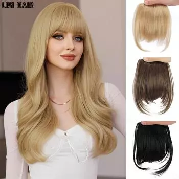 XINRAN Синтетические прямые волосы с челкой, 2 заколки, натуральная челка для наращивания волос, черная блондинка для женщин 20cm