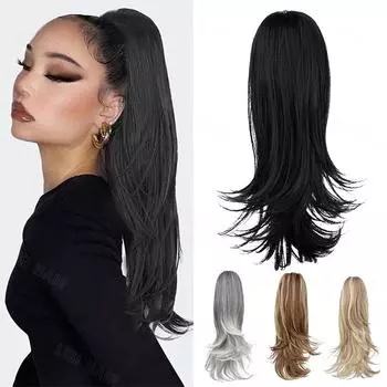 XINRAN синтетические волнистые зажимы для волос в хвосте, наращивание волос, конский хвост, шиньон для женщин, повседневный косплей 35cm