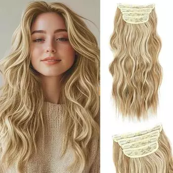 XINRAN Синтетический 4шт длинный волнистый парик для наращивания густые выделенные клипсы накладные волосы на всю голову для женщин повседневная одежда 50cm