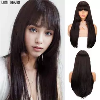 XINRAN синтетический длинный прямой парик с челкой, стрижка принцессы, аниме, наращивание парика, натуральный парик для женщин, одежда для косплея 52cm