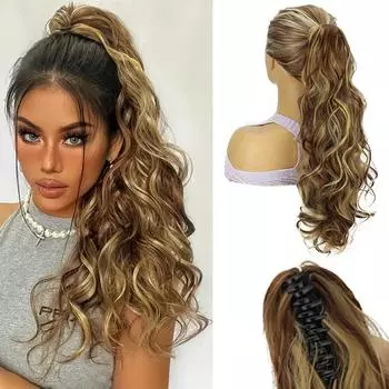 XINRAN синтетический длинный волнистый конский хвост парик наращивание коготь конский хвост шнурок высокотемпературное волокно для женщин косплей вечеринка использование 50cm