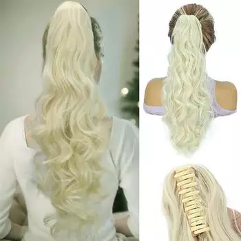 XINRAN синтетический длинный волнистый конский хвост парик наращивание коготь конский хвост высокотемпературное волокно для женщин быстрое ношение 50cm