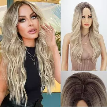 XINRAN синтетический длинный волнистый парик от блондинки до темного цвета, термостойкое волокно, парики для женщин, ежедневное вечерние использование 60cm