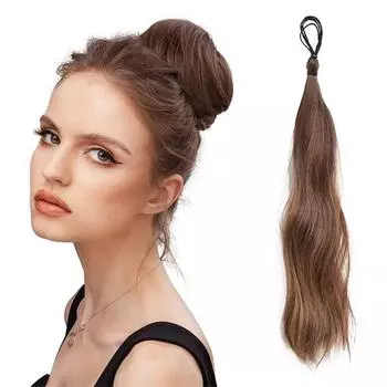 XINRAN Синтетический пучок волос 18 дюймов с обертыванием для наращивания волос Пучок волос с волосами Волнистый пучок волос Конский хвост Волосы для женщин Повседневная прическа