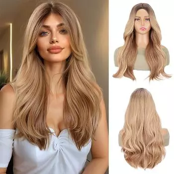 XINRAN Синтетический волнистый парик с челкой, длинный парик, термостойкие парики для женщин, повседневное использование на вечеринках 55cm