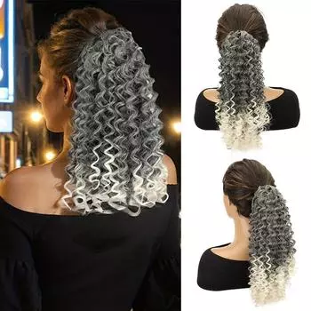 XINRAN синтетический зажим для накладного хвостика с завязками, длинный вьющийся хвостик для женщин, одежда на Хэллоуин и Рождество 40cm