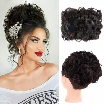 XINRAN синтетический зажим для вьющихся волос, булочка, наращивание хвоста, прическа, наращивание, короткая булочка, парик для женщин, праздничная одежда 10cm