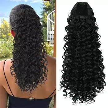 XINRAN синтетический зажим в свободном шнурке для наращивания волос в виде хвостика, длинный вьющийся хвостик, высокотемпературное волокно для женщин, одежда для вечеринок и косплея 40cm