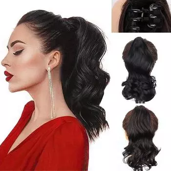 XINRAN синтетическое волокно 12 дюймов Женская заколка для волос «конский хвост» аксессуар для волос маленькая волна «конский хвост» для повседневного ношения 30cm