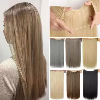 XINRAN синтетическое волокно шиньон длинные прямые невидимые наращивание волос без зажимов для женщин повседневная одежда