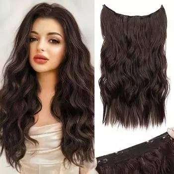 XINRAN Синтетические невидимые накладные волосы с регулируемыми 4 зажимами для наращивания, мягкие длинные волнистые волосы для женщин, ежедневное использование на вечеринках 50cm