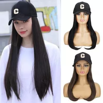 XINRAN Синтетическая длинная волнистая шляпа для наращивания волос, бейсбольная кепка из волокна, устойчивая к высоким температурам для женской одежды 50cm