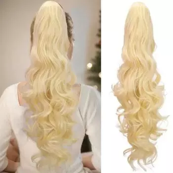 XINRAN Synthetic Long Wavy Pony Tails Clip In Ponytail Hair Extensions Claw Ponytails Hair For Women Daily Use 65cm