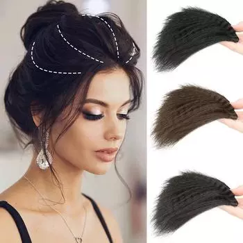 XINRAN Synthetic Straight Hair Toppers Clip In Top Hair Piece Extension Natural Looking Toupee For Thinning Hair For Women Daily Wear 20cm