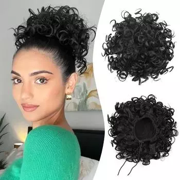 XINRAN Волосы Пучок Синтетический Эластичный Шнурок Свободная Волна Кудрявый Конский Хвост Наращивание Волос Беспорядочный Пучок Волосы Часть Для Женщин Ежедневное Использование 25cm