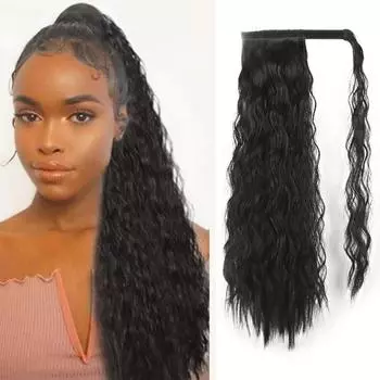 XINRAN волнистый длинный хвост синтетический кусок волос на заколке наращивание волос Омбре коричневый хвост накладные волосы 1B