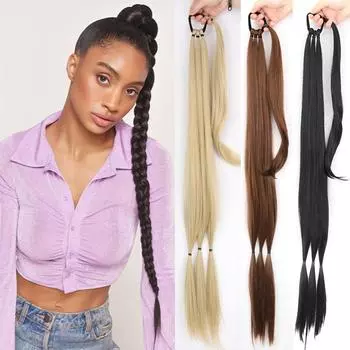 XINRAN женские модные синтетические длинные плетеные волосы «конский хвост» 85 см натуральный черный коричневый конский хвост с веревкой для волос 85CM