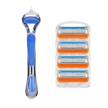 XINSHEYE Razor Replacement Blades Pack of 4 Replacement Orange Shaver Gillette Fusion Manual Razor Men