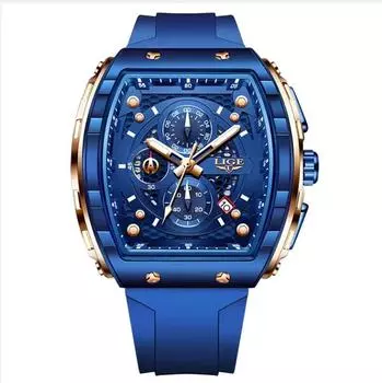 XIOAMI LIGE Топ Бренд Роскошные Квадратные Кварцевые Часы для Мужчин Мода Повседневные Спортивные 50М Водонепроницаемые Мужские Часы Авто Дата Военный Хронограф