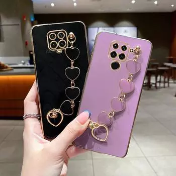 Xiomi Note9 Note9s 9T Роскошный чехол-цепочка с покрытием Love Heart для Xiaomi Redmi Note 9 s 9s pro 9pro Задняя крышка redmi note 9 pro