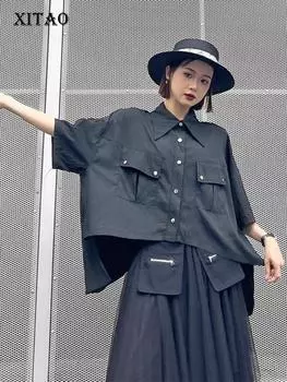 XITAO асимметричная повязка на спине, женская рубашка, однотонные свободные топы HQQ2347