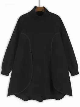 Xitao Асимметричное платье-водолазка в стиле пэчворк LJ1095 One Size чёрный